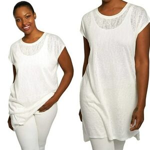 Dubgee By Whoopi Oversized Tee Tunic Top Size S White New
